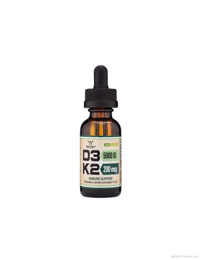 Витамин Д3 5000 IU + К2 200 мкг капки х 29.6 мл Double Wood