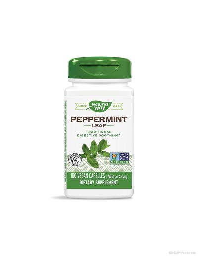 Мента  350мг х 100 капсули за успокояване на стомаха и червата Nature’s Way | Peppermint Leaf