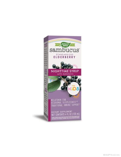 Самбукус Нощен сироп с черен бъз и мелатонин х 120 мл Nature’s Way | Самбукус NightTime Syrup for Kids