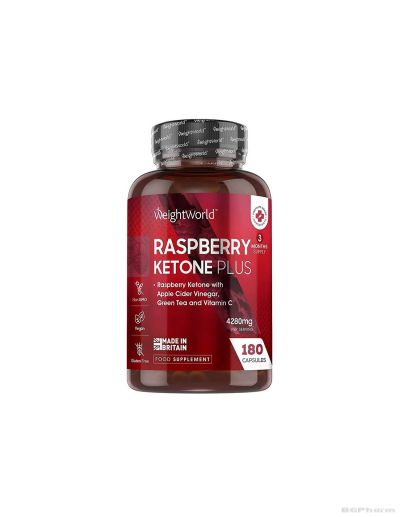 Малинови кетони Плюс х 180 капсули за горене на мазнини Weight World | Raspberry Ketones Plus
