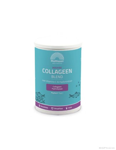 Рибен колаген тип 1 + витамин Ц и Хиалуронова киселина х 300 гр Mattisson Healthstyle | Marine Collagen Peptan