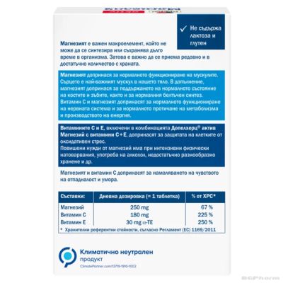 МАГНЕЗИЙ + ВИТАМИНИ Ц и Е х 30 таблетки ДОПЕЛХЕРЦ АКТИВ | DOPPELHERZ