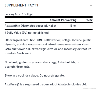 Астаксантин 12 мг х 30 капсули ДЖАРОУ | Jarrow Formulas Astaxanthin