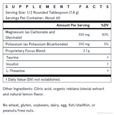 Успокояваща формула с магнезий, таурин, теанин и инозитол х 465 гр ДЖАРОУ | Jarrow Formulas Calming Day Magnesium