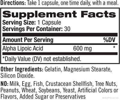 Натрол Алфа липоева киселина 600 мг х 30 капсули | Natrol Alpha Lipoic Acid