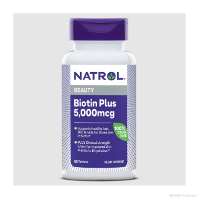 Натрол Биотин 5000 мкг + Лутеин 10 мг х 60 таблетки | Natrol Biotin Plus Lutein
