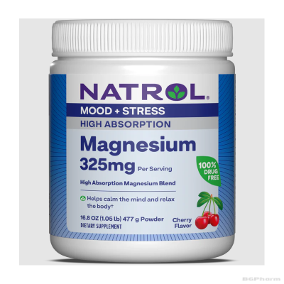 Натрол Магнезий на прах 325 мг + Калий с високо усвояване х 477 гр | Natrol Magnesium High Absorption