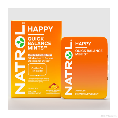 Натрол Формула за успокоение с шафран х 30 дози  | Natrol Quick Balance Mints Happy