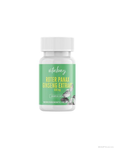 Червен женшен екстракт 600 мг против стрес и напрежение х 100 капсули Vitabay | Red Ginseng